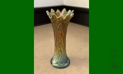 Leaf Columns, Northwood. Vase, typical height. Sapphire blue