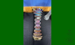 Rustic, Fenton. Vase funéraire bleu avec une bande.